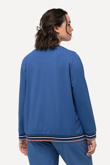 Loungewear-Jacke, Streifenbündchen, College-Look