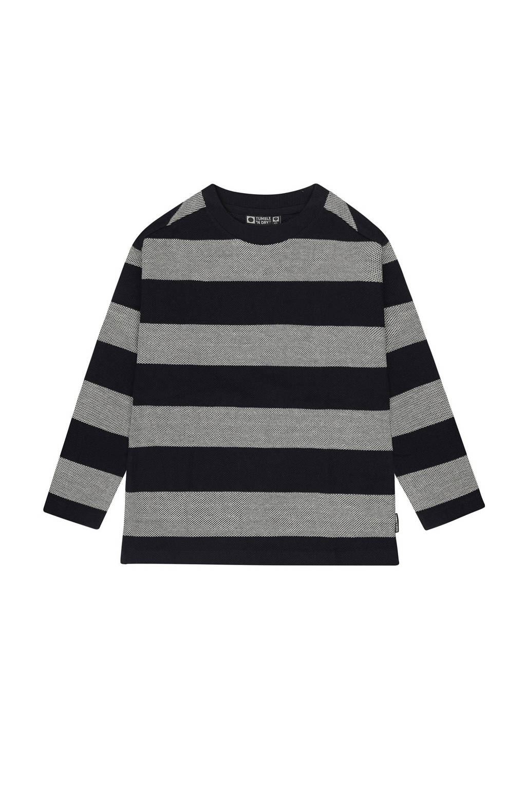 Tumble 'n Dry gestreepte longsleeve Mittelberg grijs/ donkerblauw
