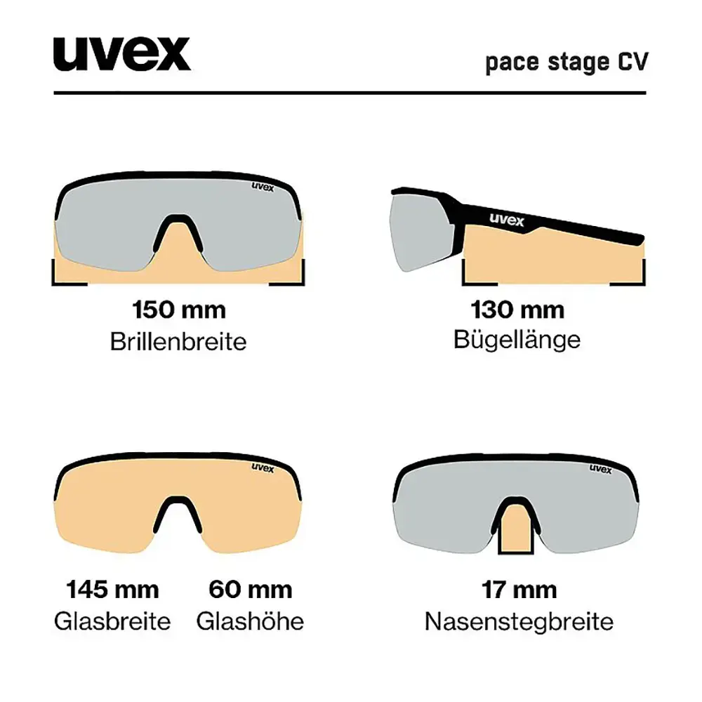 Uvex Pace Stage CV Sport Zonnebril Mat Zwart met Mirror Silver Lens