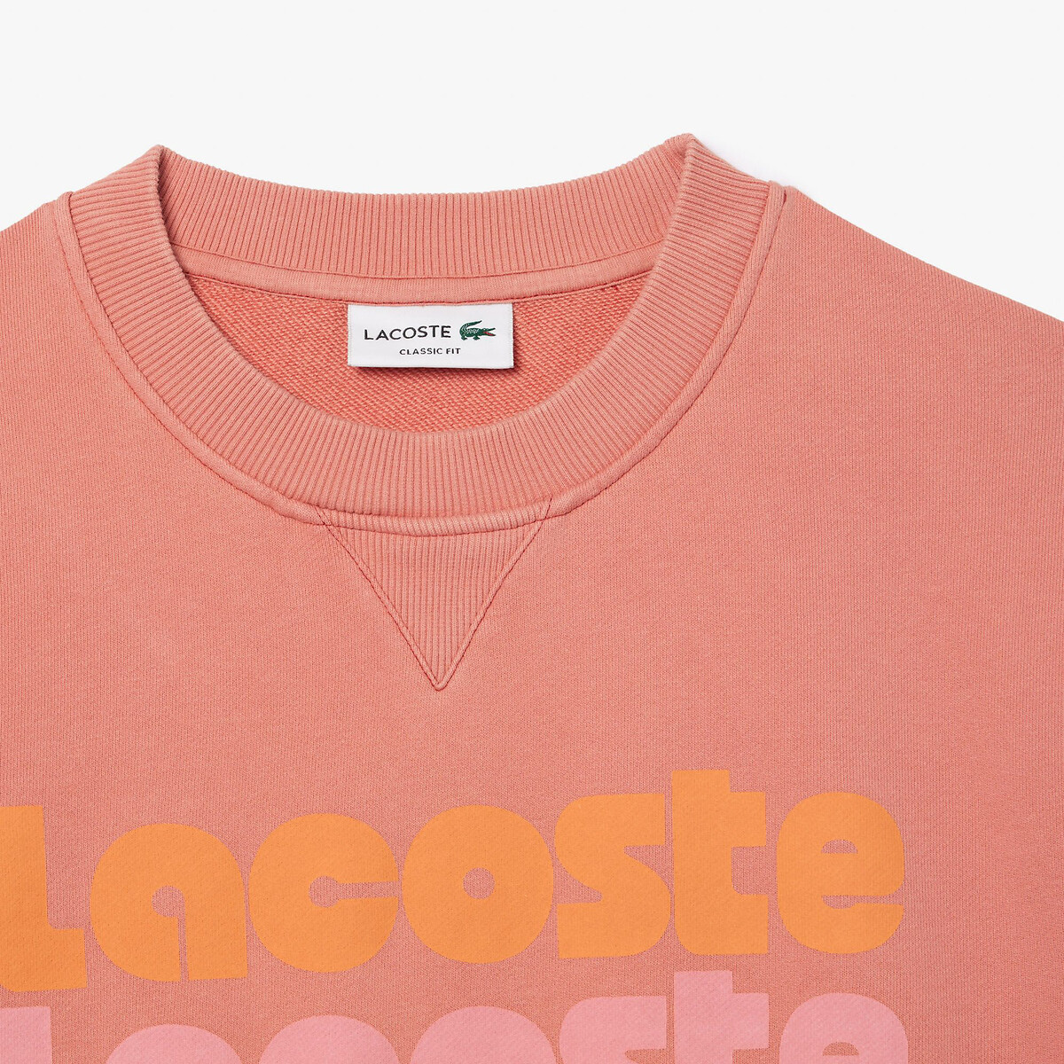 Suéter LACOSTE com gola redonda e logo, em fleece.