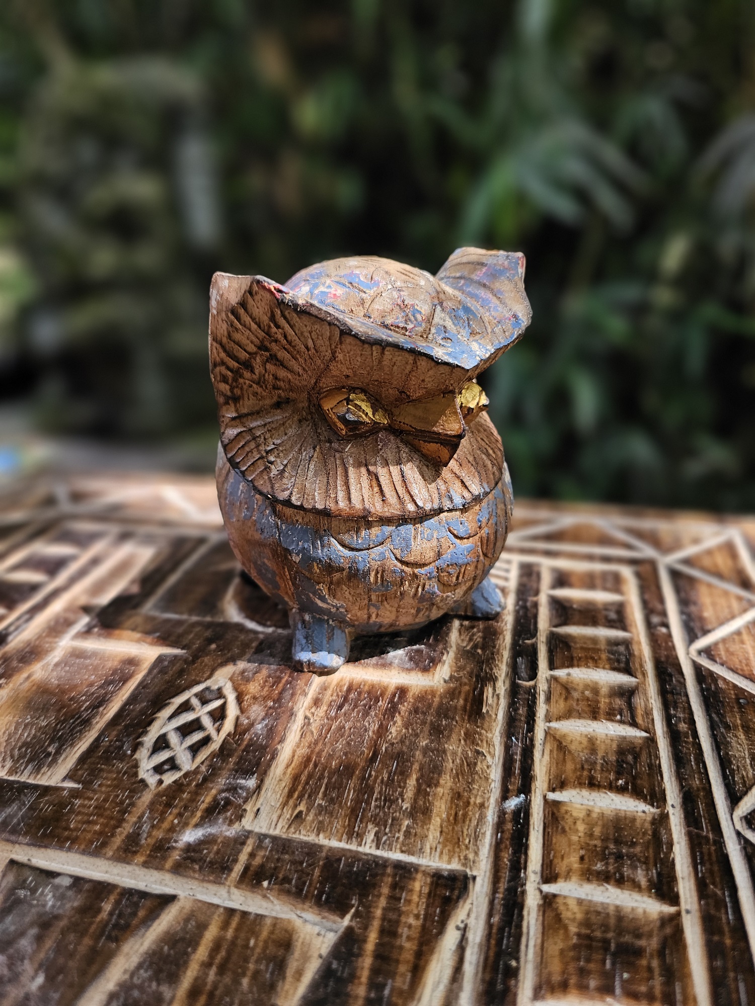 Holzfigur 'Eule', natur, B 8 cm, T 8 cm, H 10 cm von fischer's lagerhaus