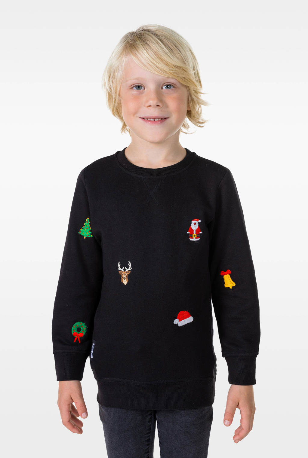 OppoSuits sweater X-Mas Icons met all over print zwart/meerkleurig
