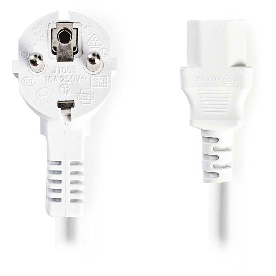 NEDIS Câble d'alimentation pour PC, moniteur et onduleur blanc - 3 mètres