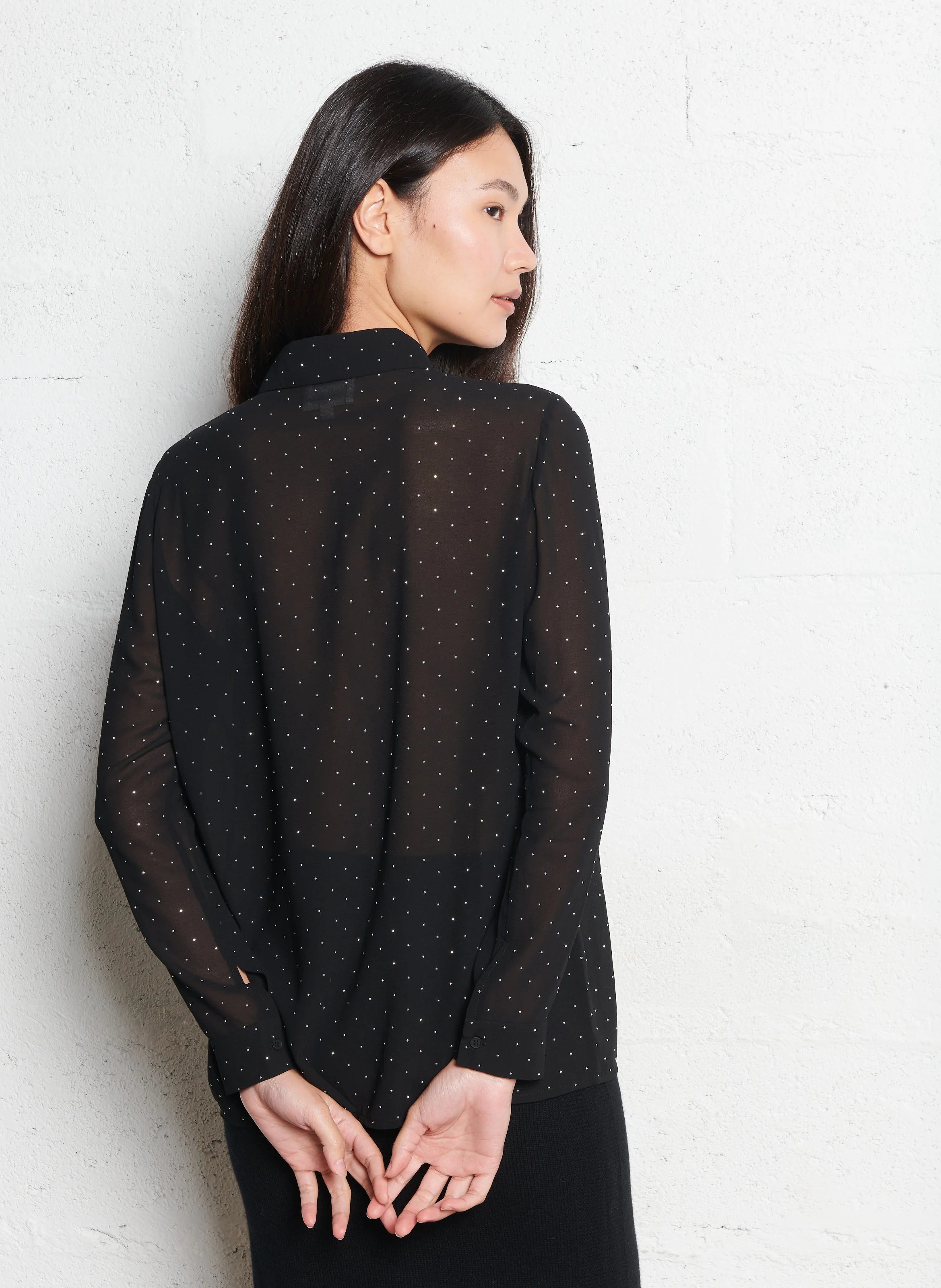 BACH - Chemise droite à strass | Noir