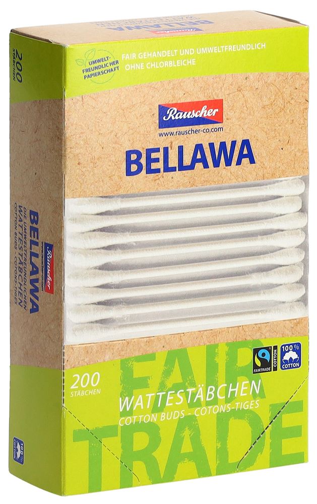 BELLAWA Fairtrade Wattestäbchen Box 200 Stk
