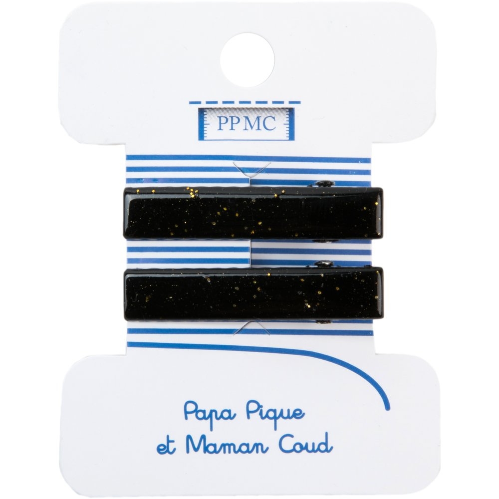Petite Barrette Croco Noir Pailleté Cr045