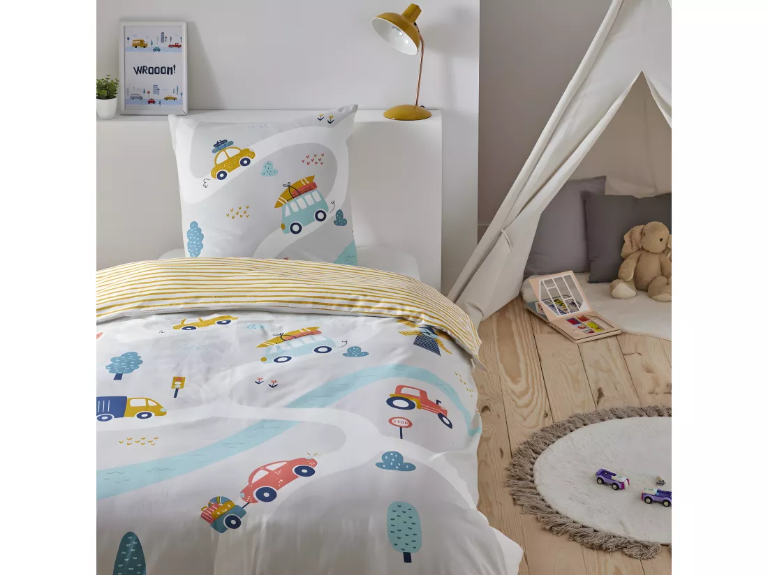 Parure de lit enfant imprimé voiture