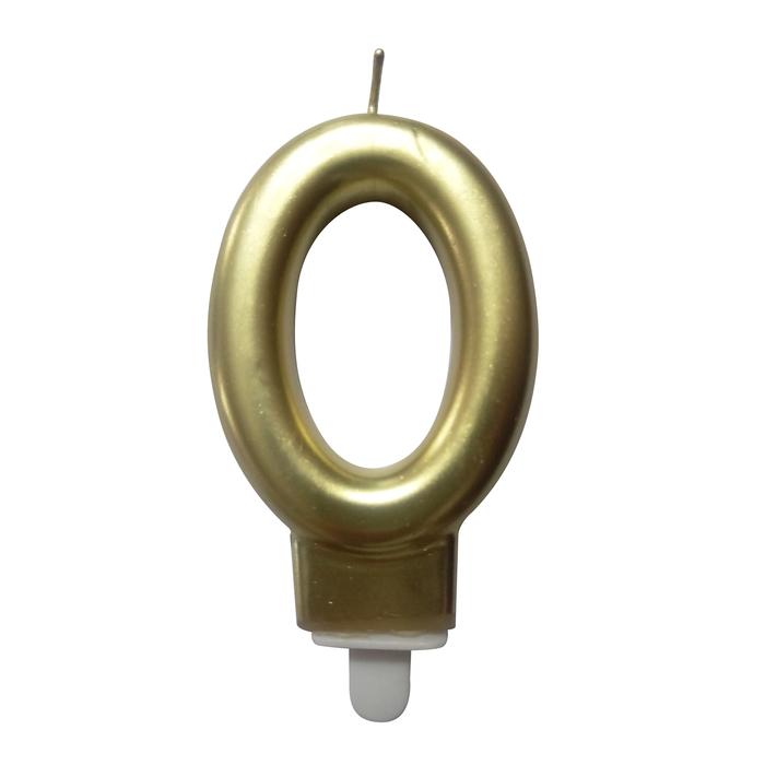 BOUGIE ANNIVERSAIRE CHIFFRE 0 H.7.5CM OR