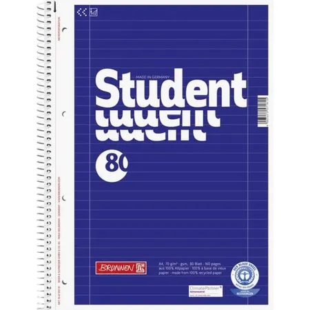 BRUNNEN Collegeblock Student A4, 80 Blatt, gelocht, Lineatur 27