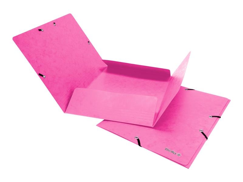 Biella Gummibandmappe A4 Karton, Rosa Vertikalmappe mit 3 Klappen
