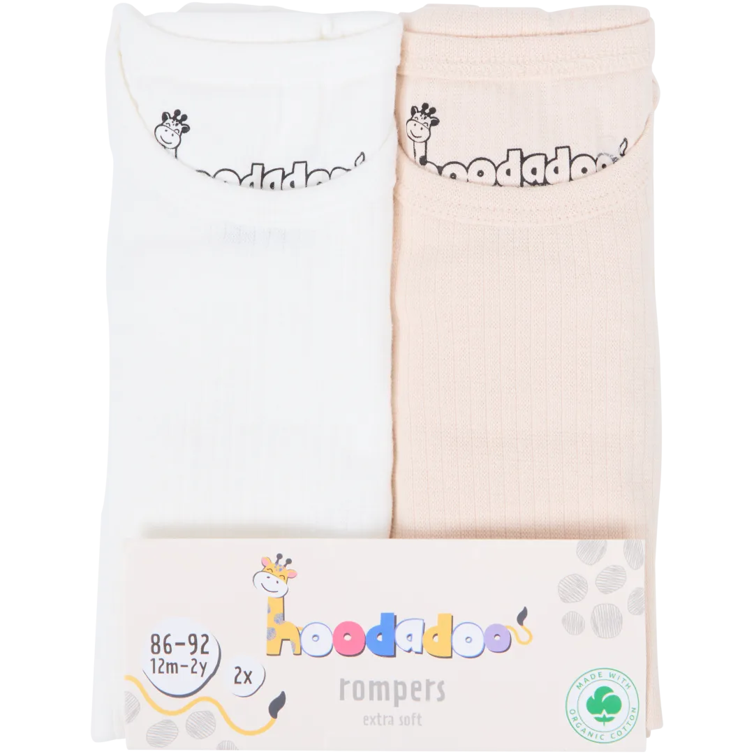 Hoodadoo rompers Extra Soft Maten 50 - 92 | 2 stuks | diverse kleuren