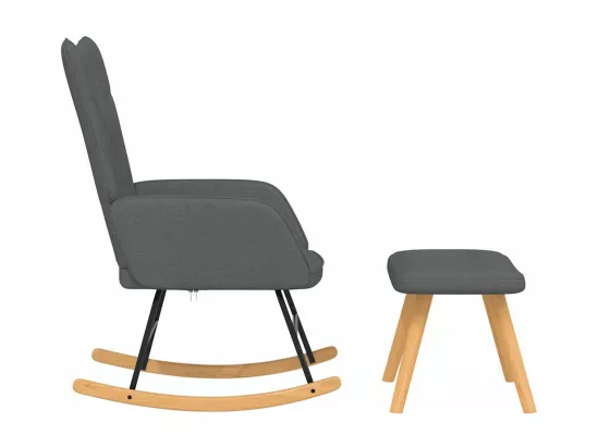 Chaise à bascule avec repose-pied Gris foncé Tissu
