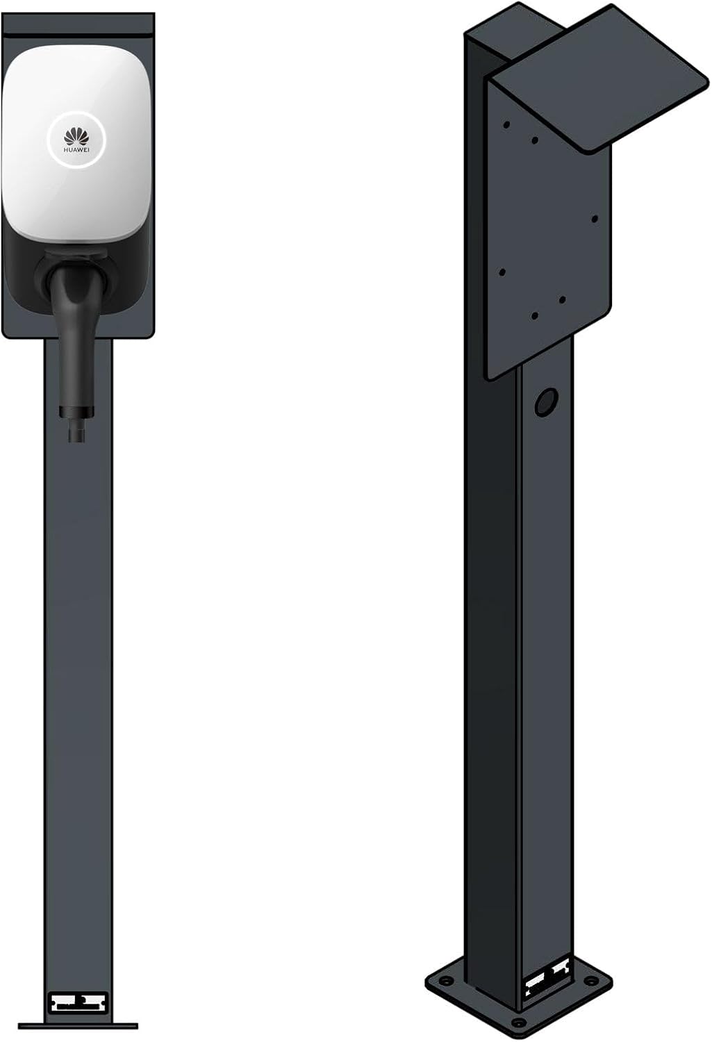DIE-LADESÄULE - Ladesäule, Standfuß, Stele, Base für Huawei Wallbox - aus Edelstahl - mit Dach und Kabelhaken - pulverbeschichtet - anthrazit - deutsche Herstellung
