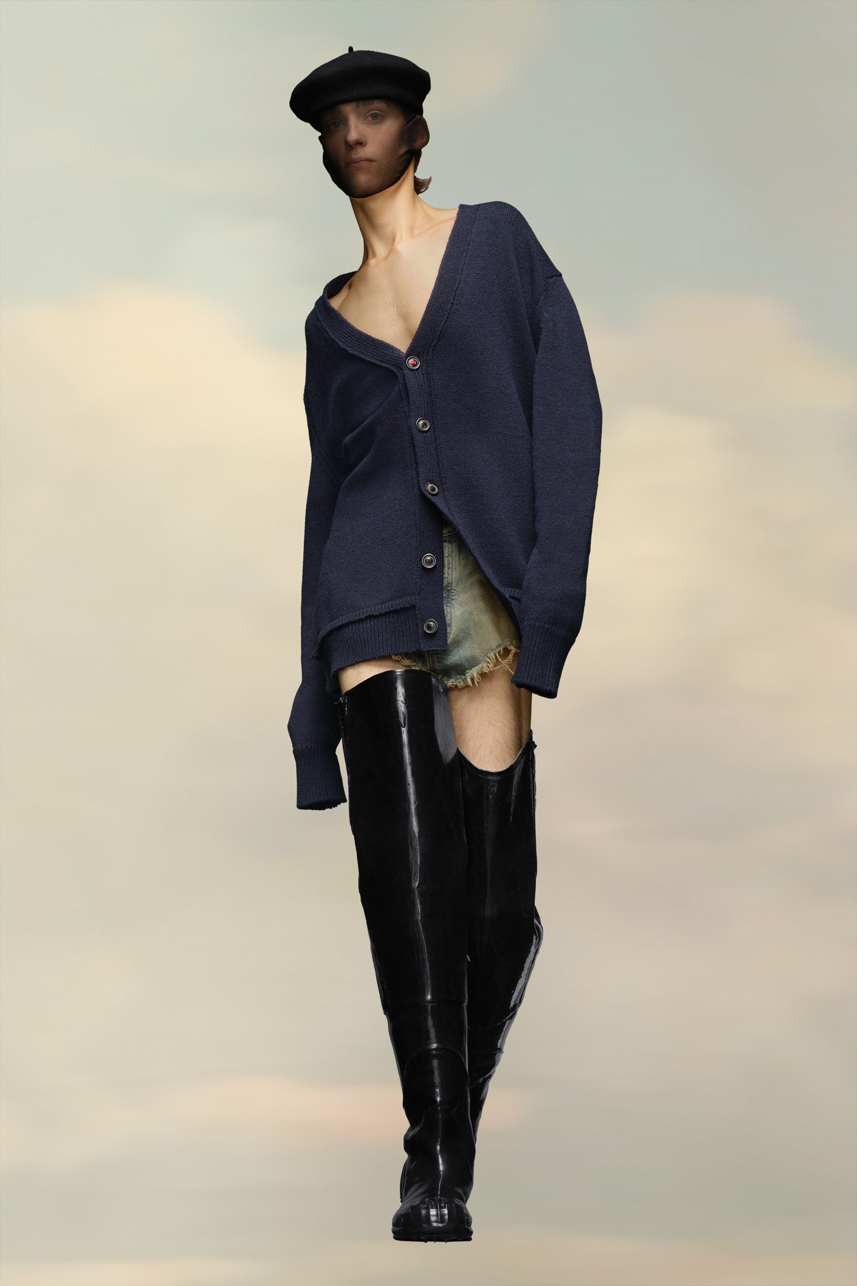 Cardigan avec coudières Bleu Navy