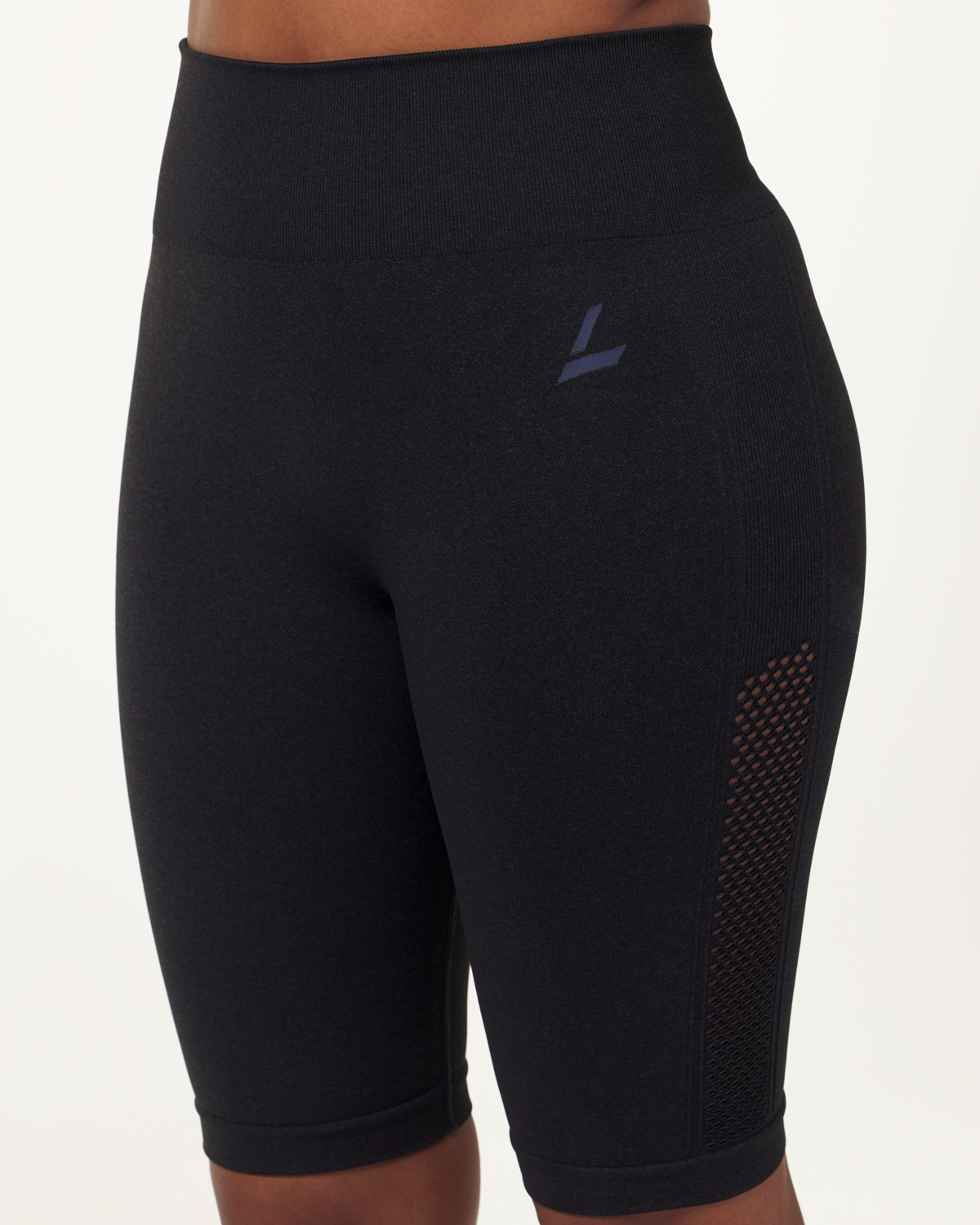 LEVITY Eclipse Mesh Seamless Biker Shorts Blue Ink Marl