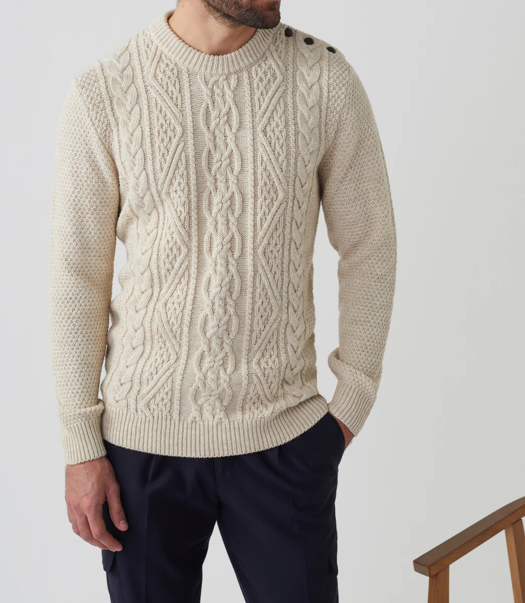 Pull col rond écru 