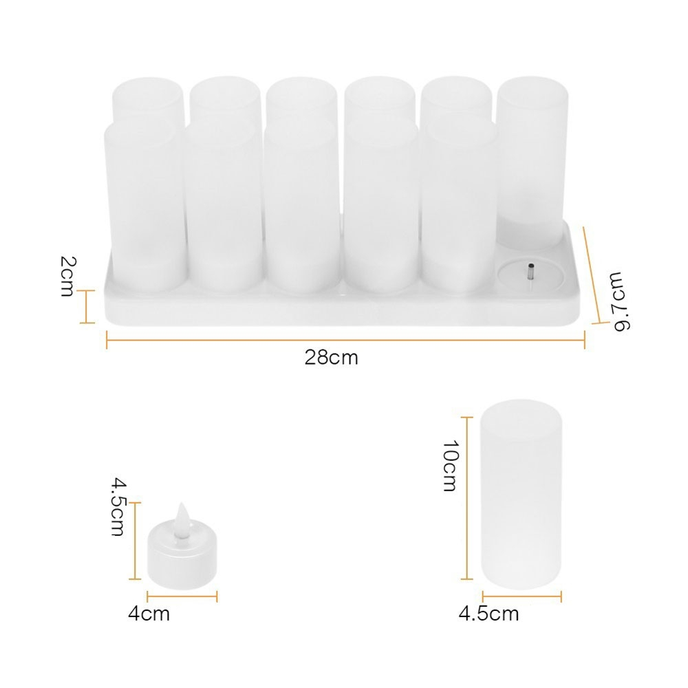 (12er Set) 2in1 Flackernde LED Teelichter Deko Kerzen Home Stimmungsleuchte inkl. Ladestation - Warmweiss