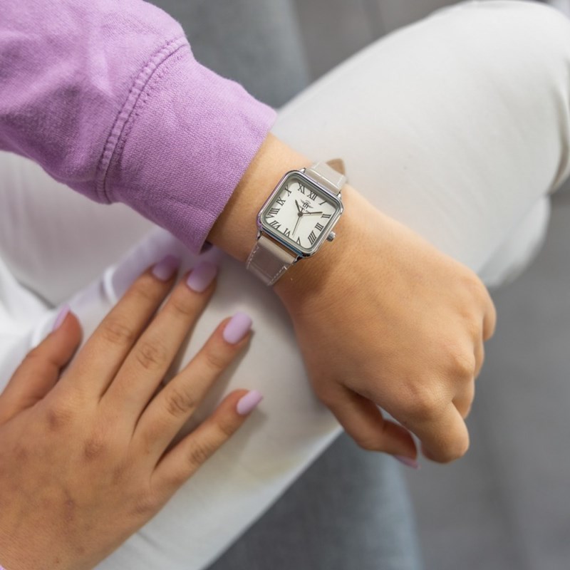 Coffret montre Femme M. JOHN bracelet Cuir Gris
