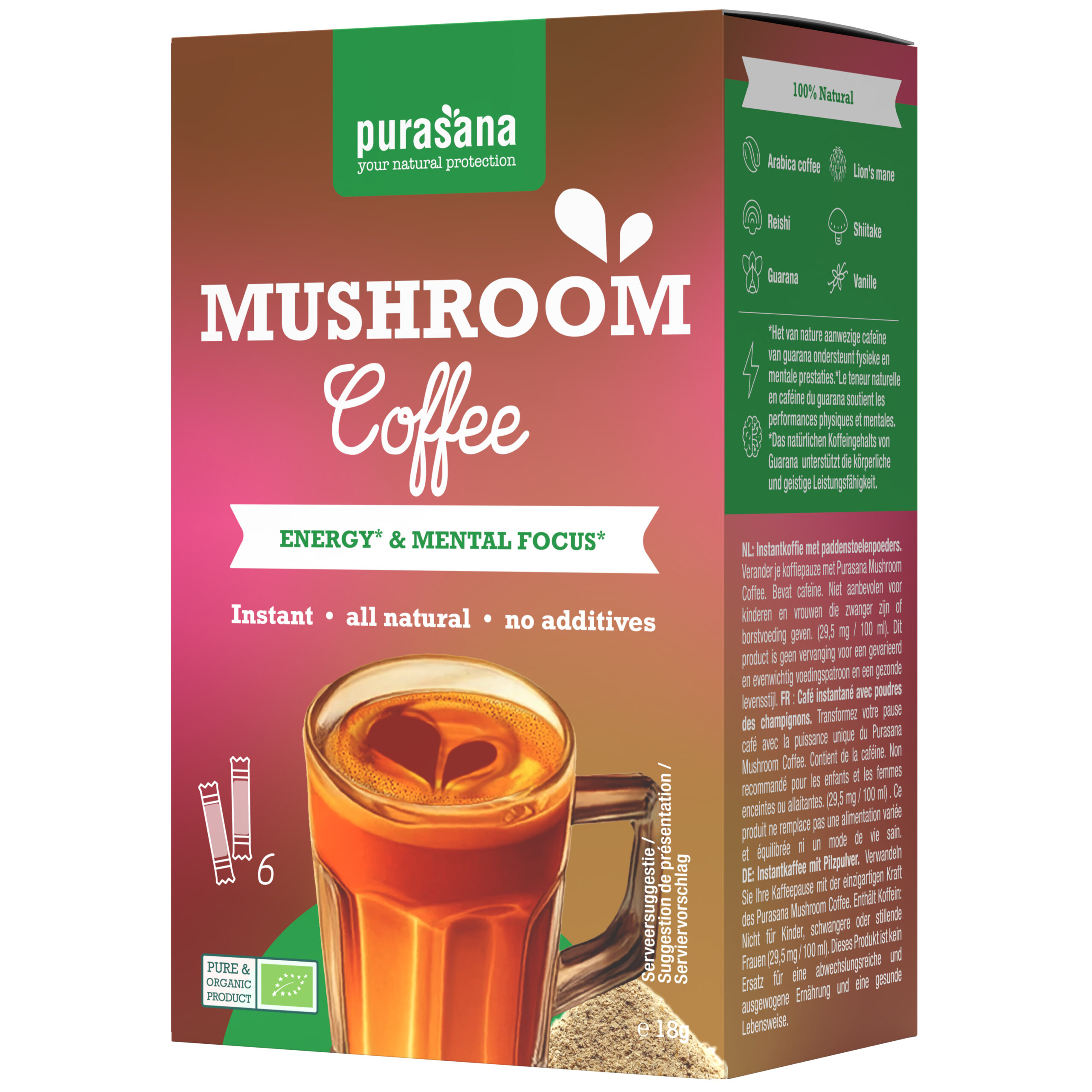 Purasana Mushroom Coffee Bio (6 x 3 gr)