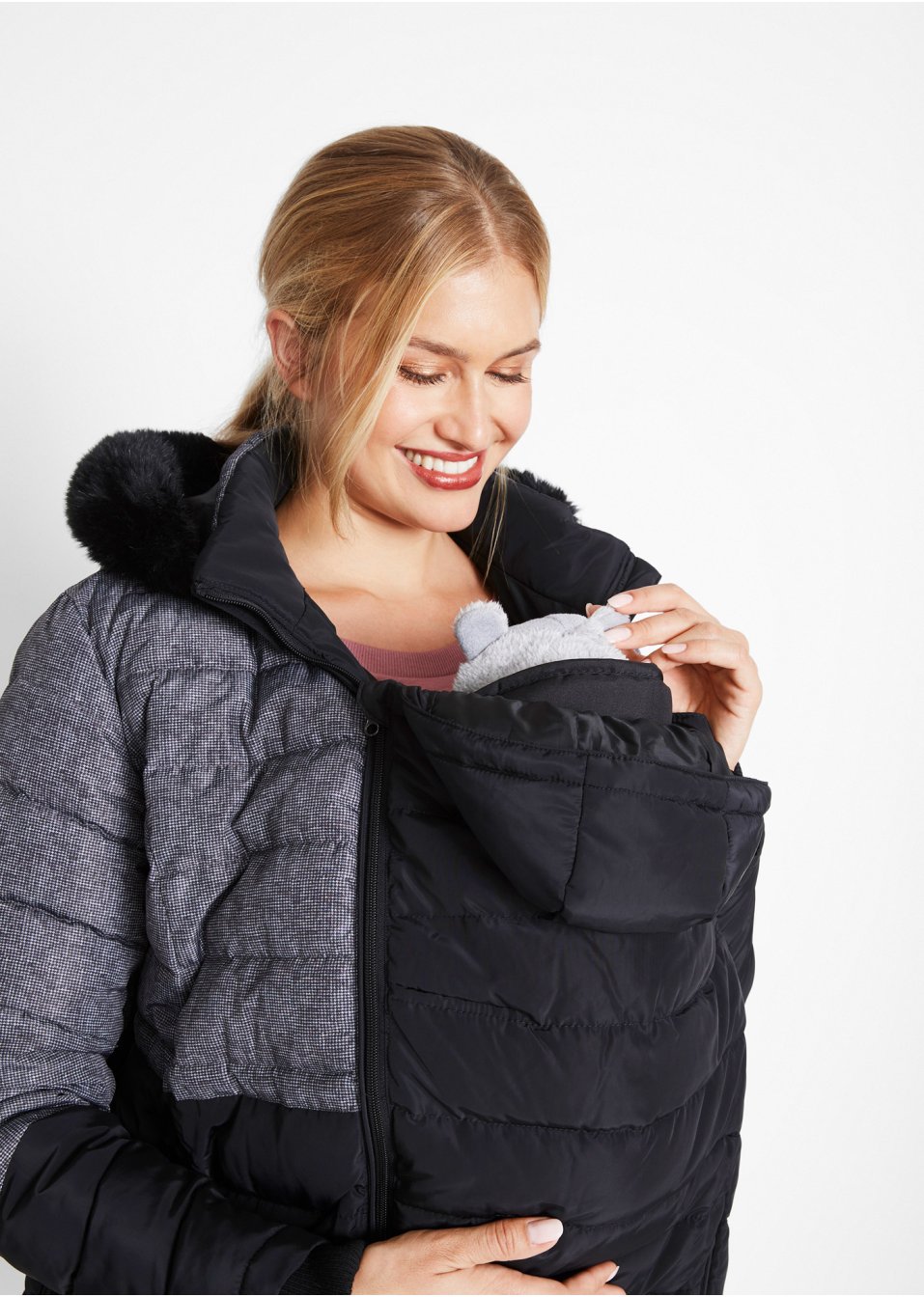 Manteau d'hiver de grossesse/veste de portage à imprimé