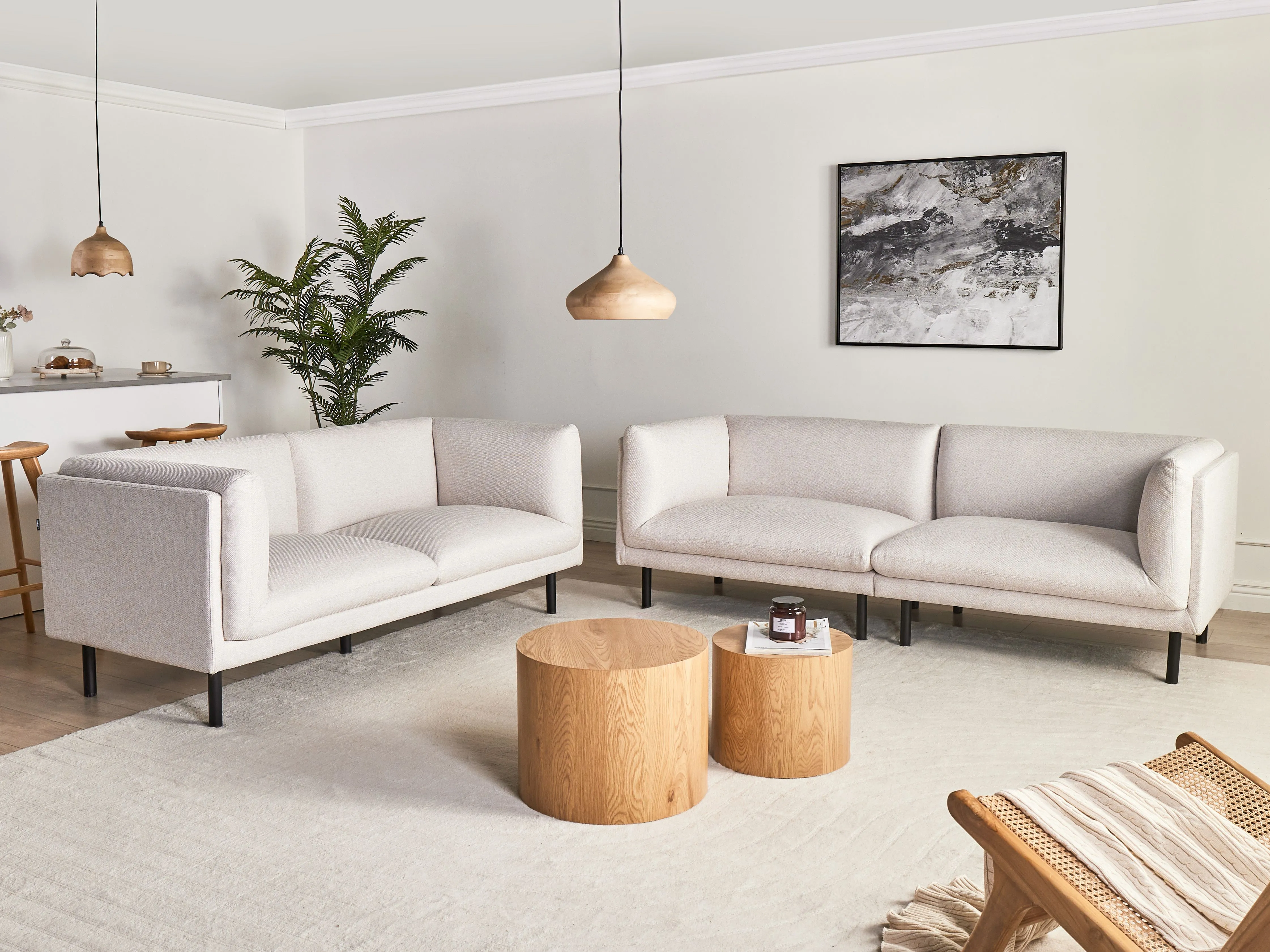 Bank 3-zits VORGOD Stof Lichtbeige