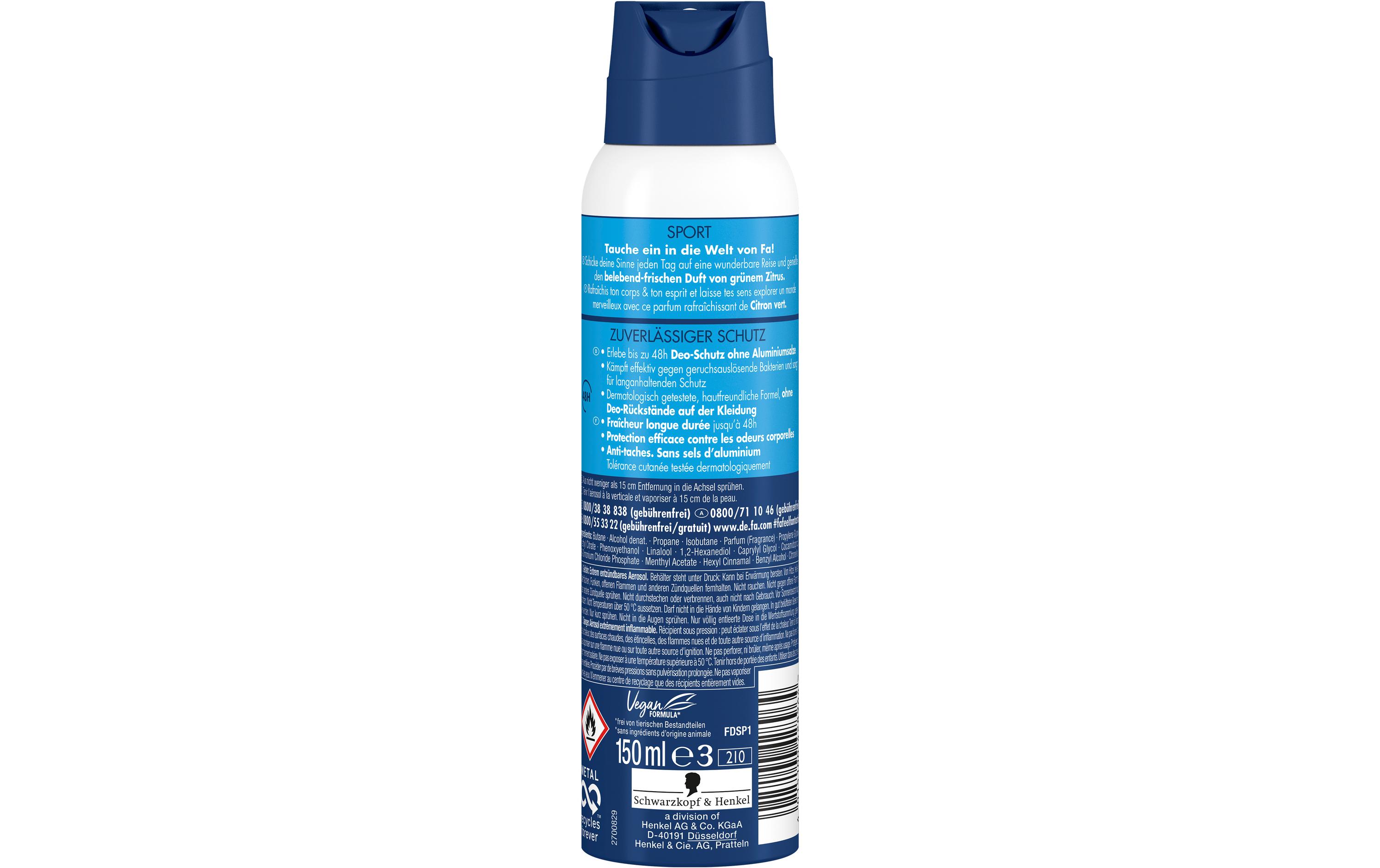 Deo Spray Sport 150 mlVeganes Deo für bis zu 48 Stunden Schutz, ohne Aluminiumsalze