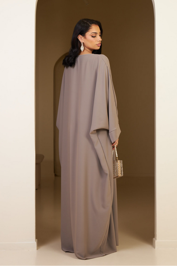 Abaya grise satinée uni