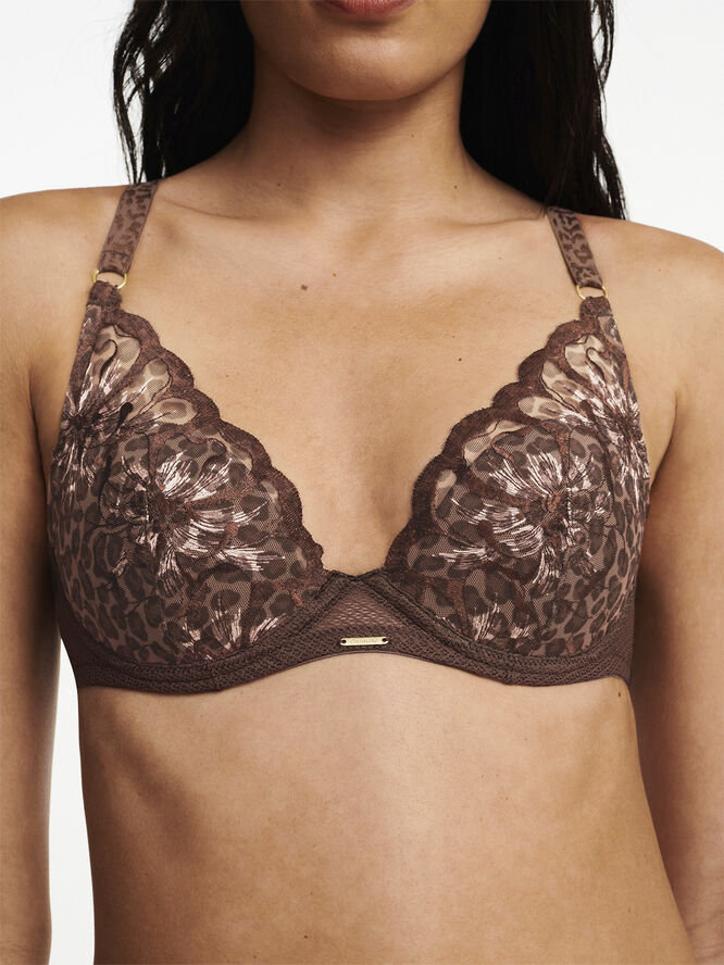 Chantelle Fleurs Plunge T-Shirt Bra Dyreprint