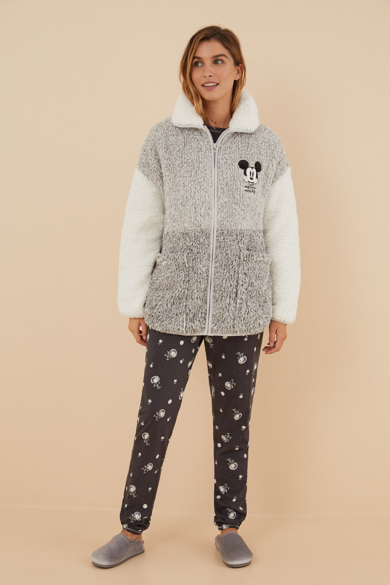 Robe curto e fofo de pele sintética do Mickey Mouse