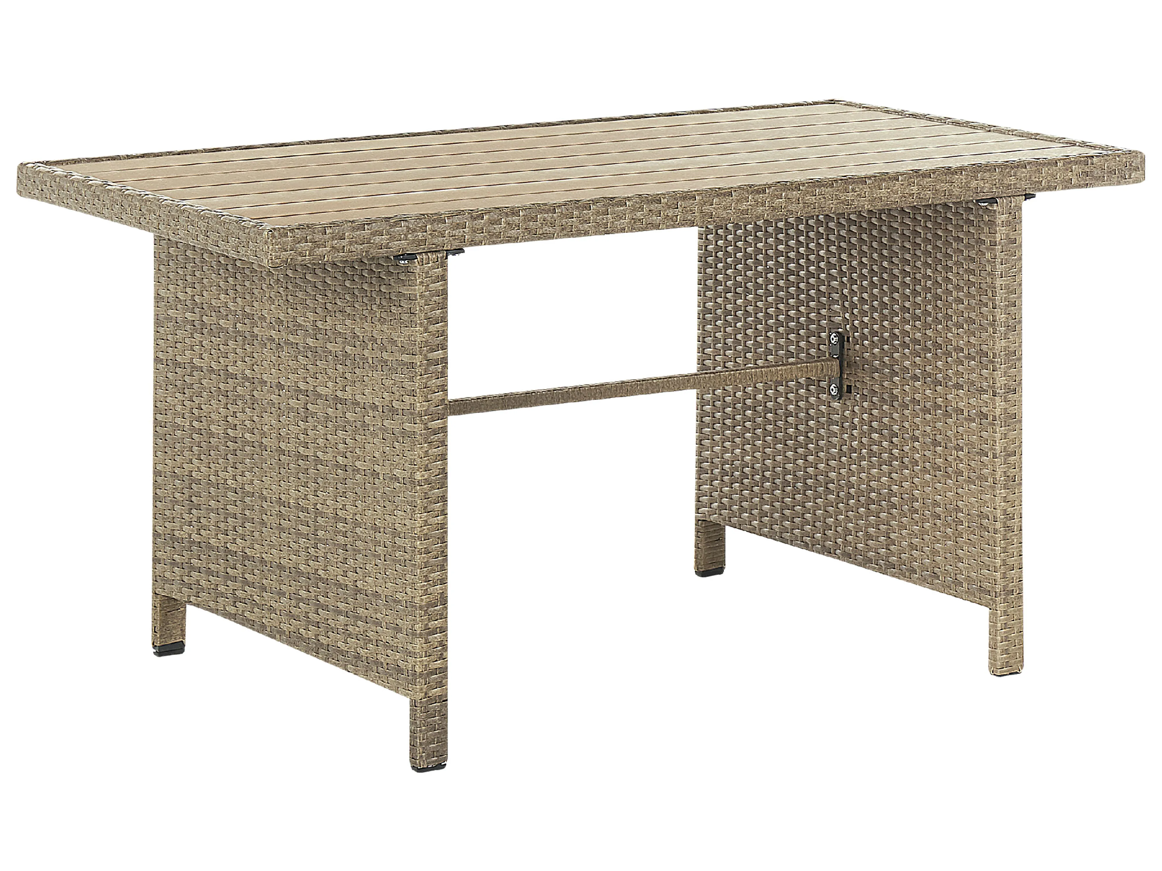 Loungeset met tafel en ottomaan 5-zits FONTI met kussens PE rotan Bruin
