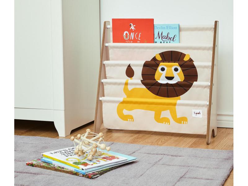 3 Sprouts Bücherregal Löwe Buchablage mit Canvas-Hängefächern