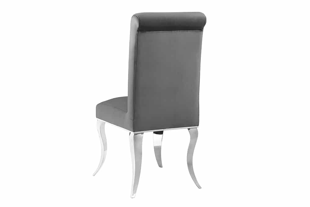 Extravaganter Stuhl MODERN BAROCK DELUXE grau Samt mit silbernen Edelstahlbeinen