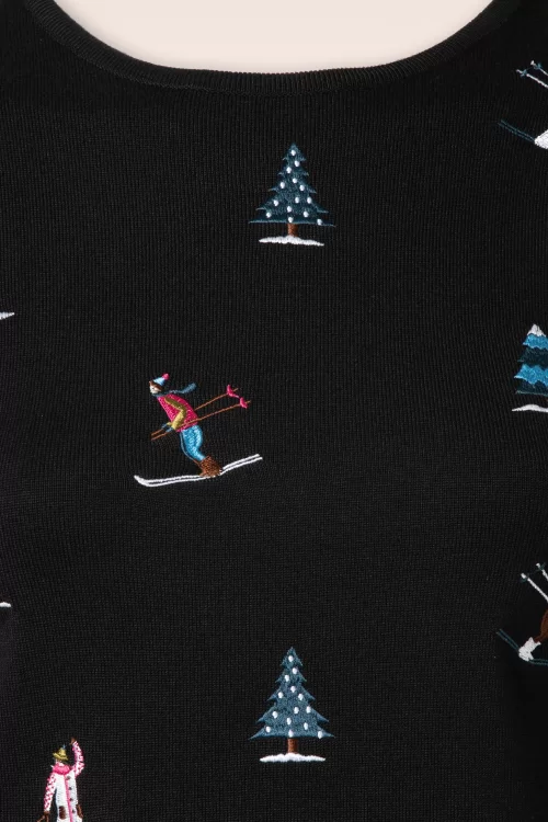 Banned Retro Ski Snow Season trui in zwart