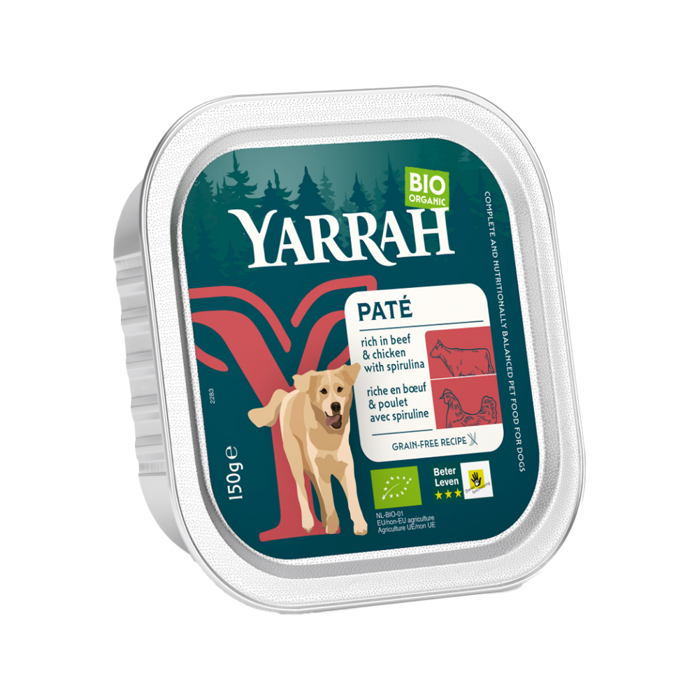 Yarrah - Natvoer Hond Kuipje Paté met Rund en Kip Bio