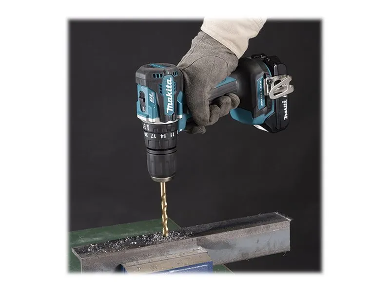 Makita DHP487RAJ - Hammerbor/skruemaskine - ledningfri - 2-hastigheders - nøgleløs borepatron 13 mm - 40 N·m - 2 batterier - 18 V