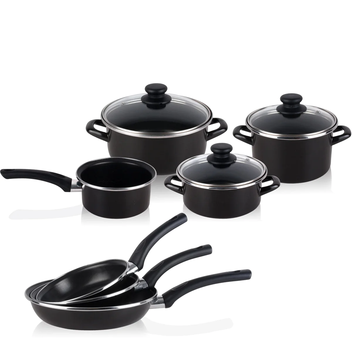 Batterie de cuisine 7 pièces Jeu 3 poêles 18-20-24 cm induction antiad