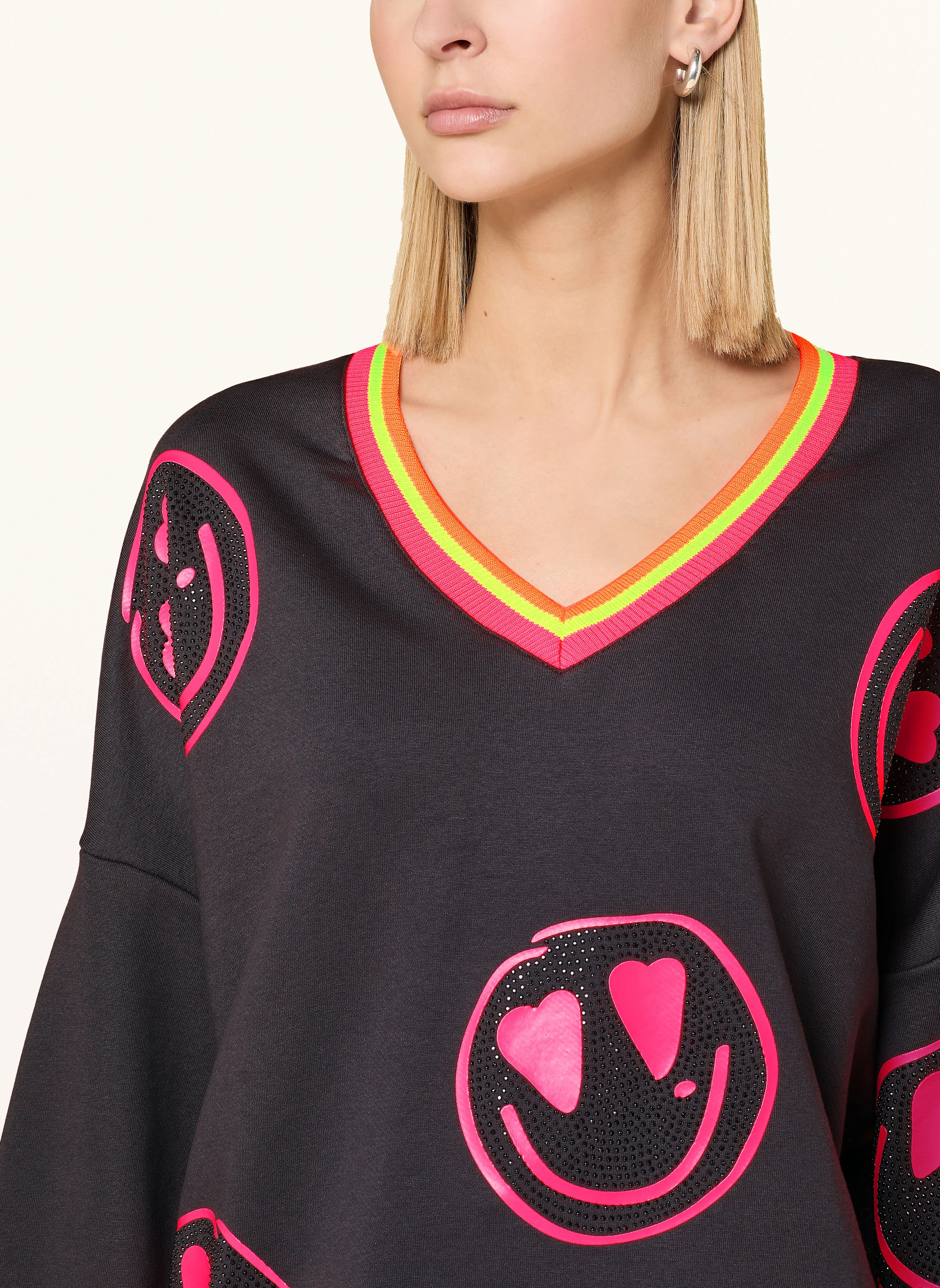 miss goodlife Sweatshirt HAPPY FACE mit Schmucksteinen