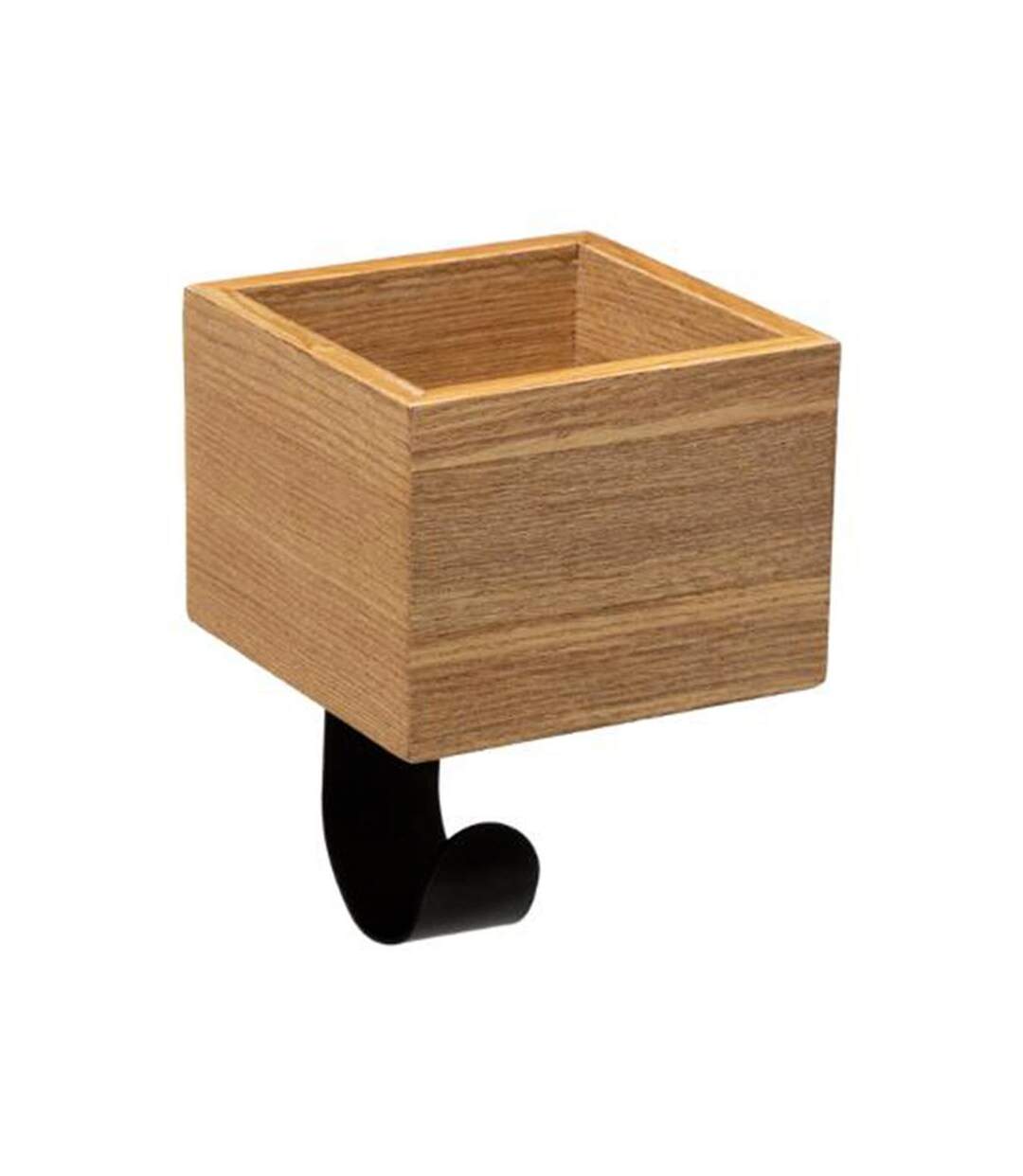 Patère 1 Crochet Vide-Poche 15cm Noir & Naturel