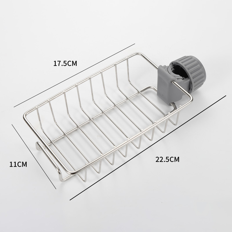 (17.5x11cm) Edelstahl Multifunktions Spülbecken Wasserhahn Organizer Küchen Waschbecken Halterung für Schwamm / Bürste / Lappen - Silber