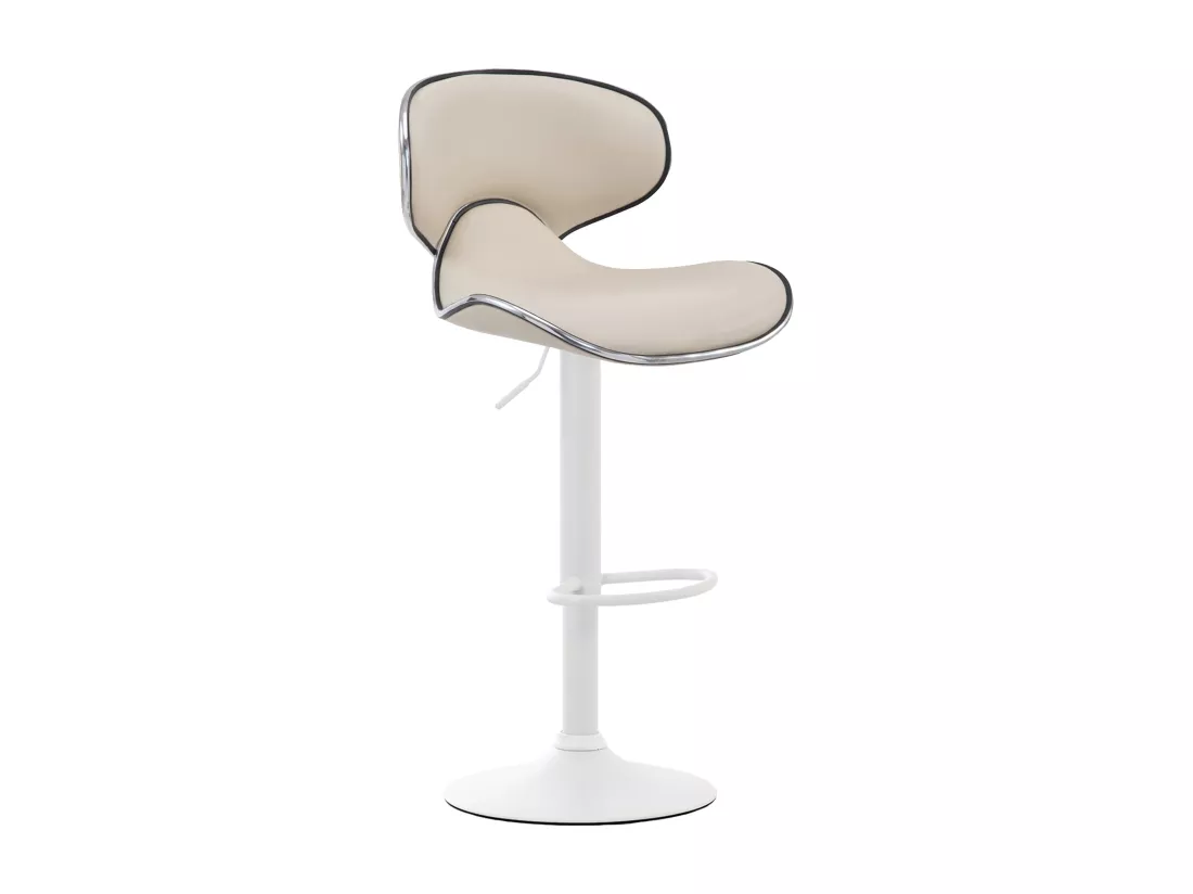 Lot de 2 Tabouret de bar - Similicuir & Blanc - Crème - Las Vegas v2