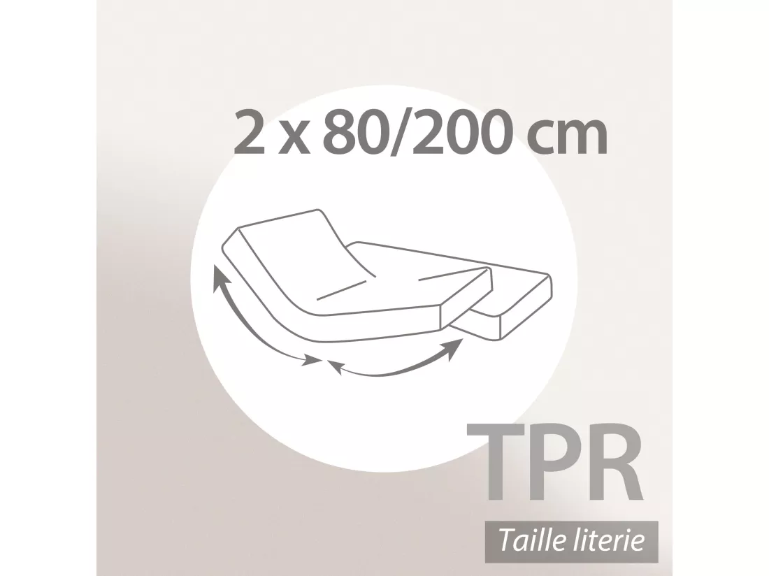 Drap housse relaxation uni 2x80x200 cm coton ALTO Calcium TPR Tête et pied relevable