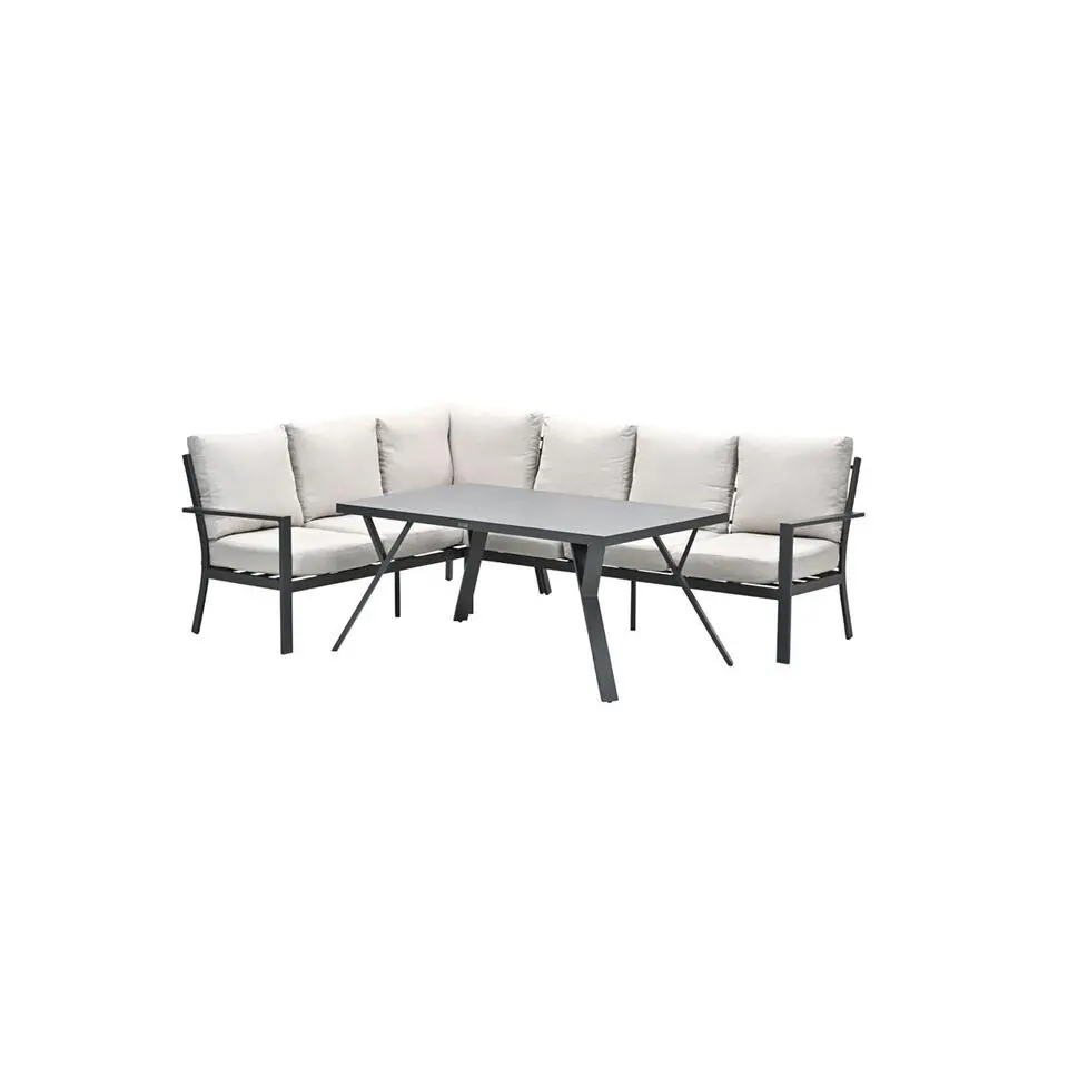 Sergio lounge-diningset - 3-delig - links - carbon black - desert sand