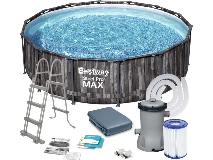 Bestway 5614Z, 13030 L, Indrammet pool, Voksen & barn, Stige, Træ, 47,4 kg