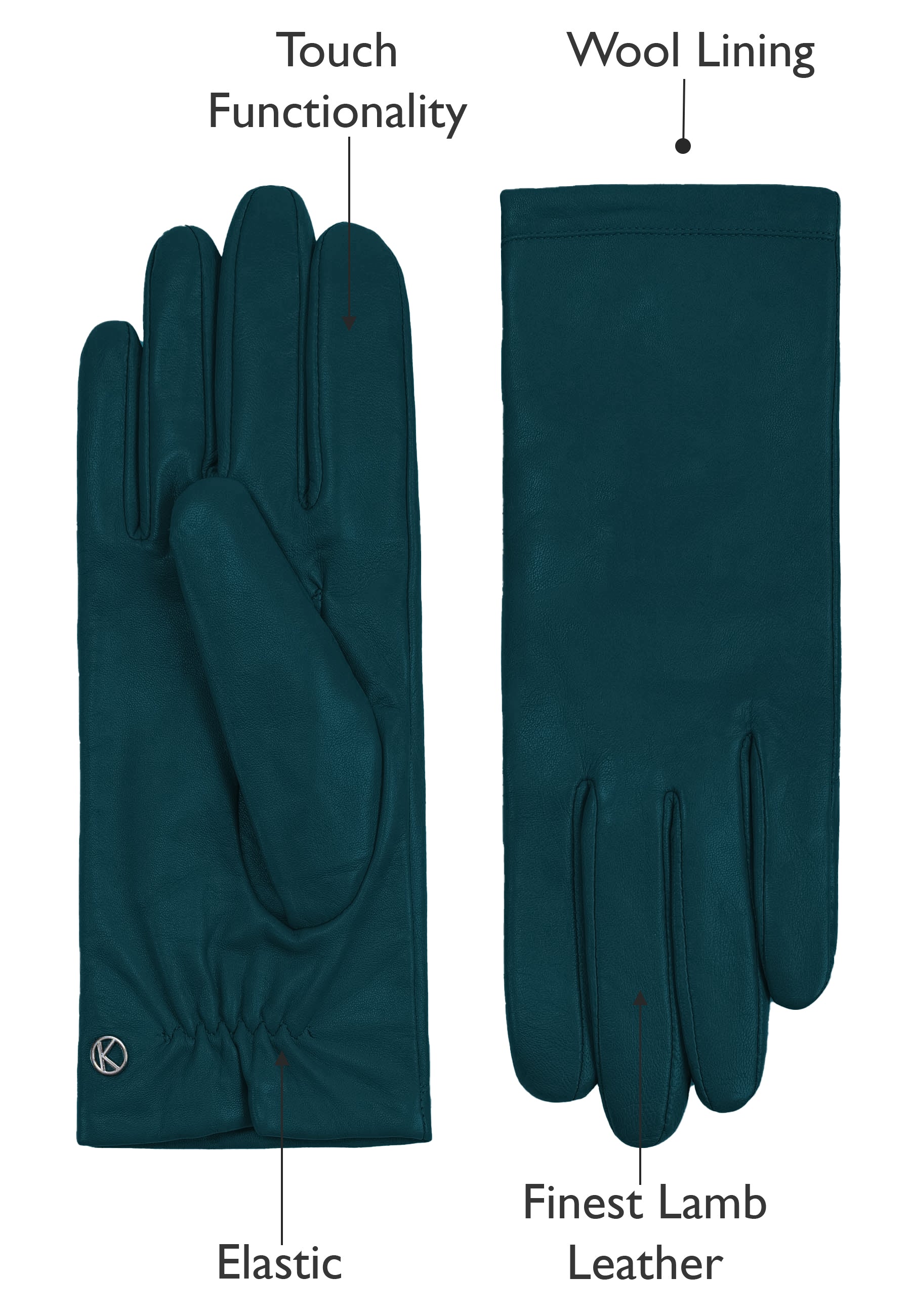 Handschoenen 'Chelsea' Teal Forest green