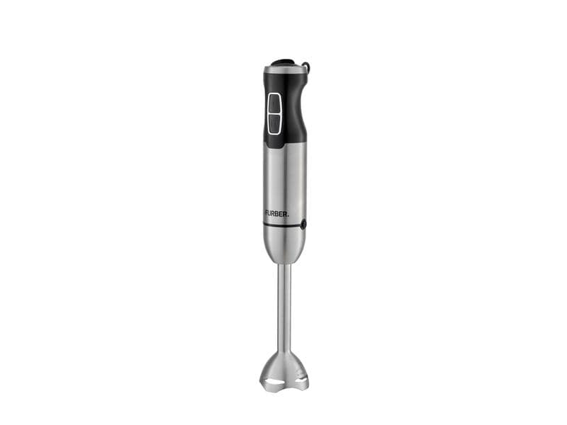 FURBER Stabmixer Pro Trio Edelstahl/Schwarz Stabmixer-Set mit Mixbecher, Häcksler und Schwingbesen