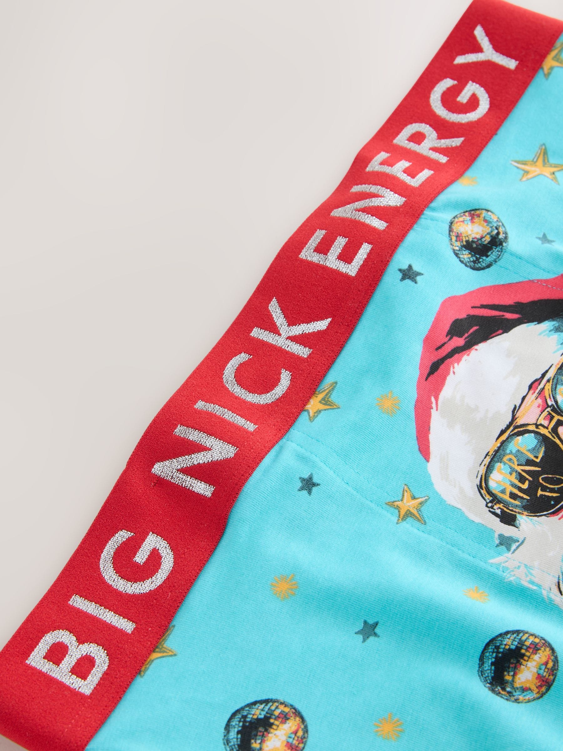 Blauw met kerstman - Kerstmis novelty boxer