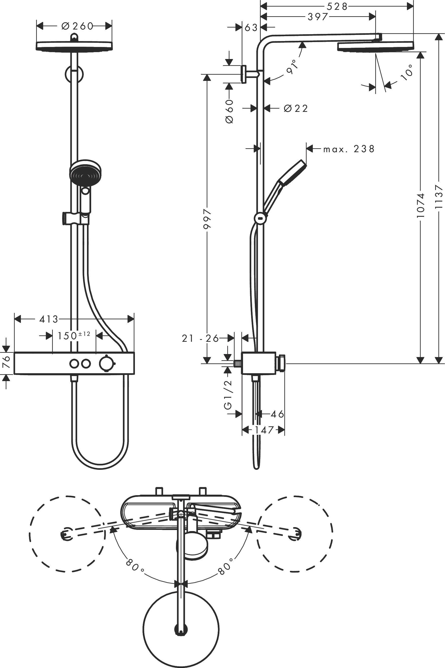 Hansgrohe Pulsify S opbouw regendouche chroom