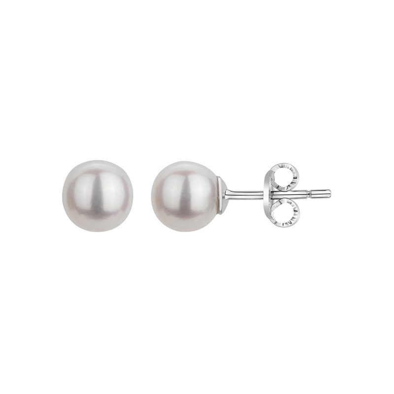 Boucles d'oreilles puces en Argent avec perle d'eau douce blanc
