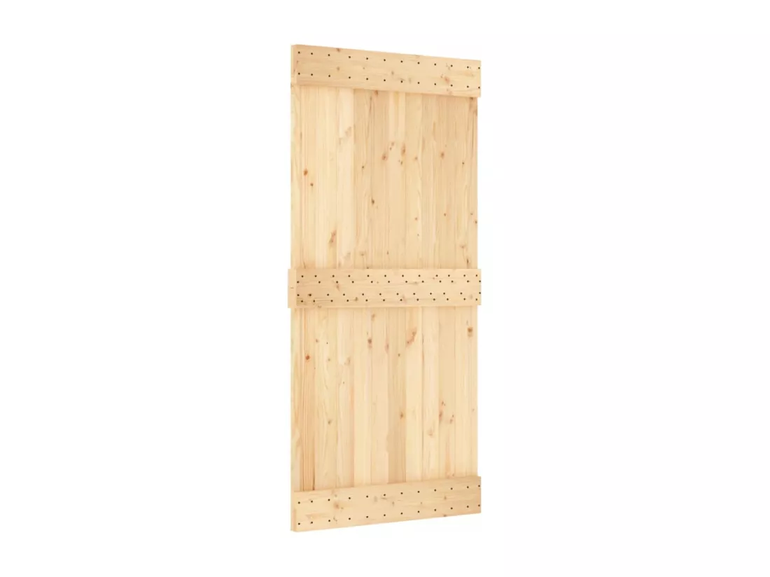 Porte coulissante et kit de quincaillerie 95x210 cm pin massif