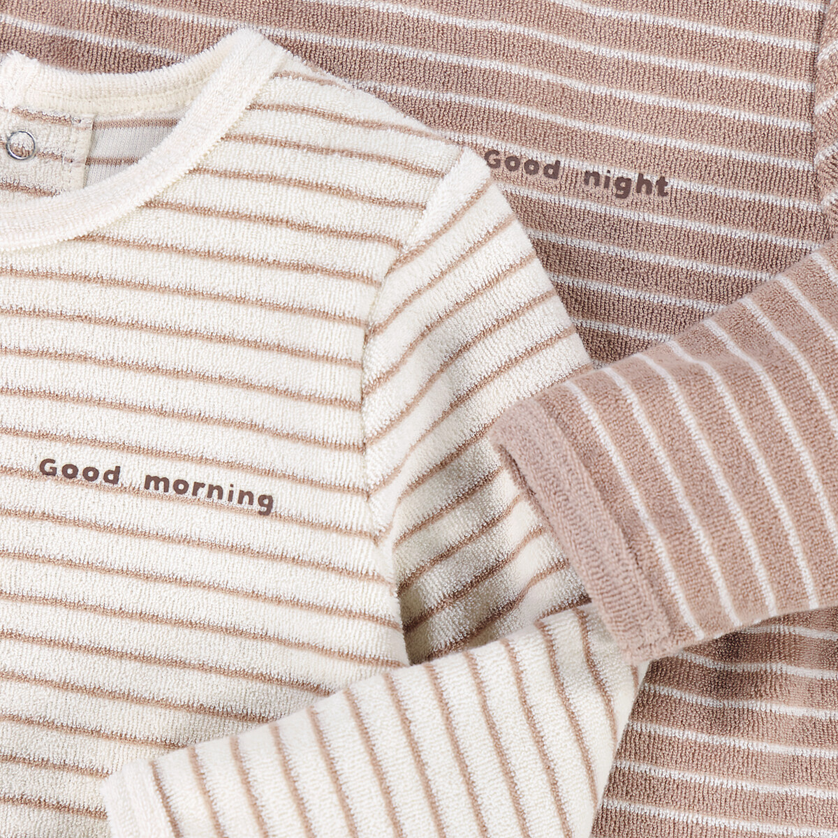 COLEÇÃO LA REDOUTE<br>Conjunto de 2 pijamas listrados de tecido atoalhado